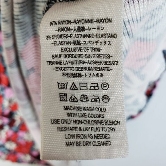 Free People Key to Your Heart Floral Mini Dress Ribbed Stretchy Bohemian size L - Picture 12 of 13